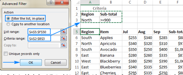 excel advanced search